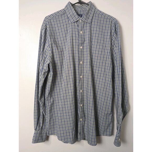Johnnie O Prep Formance Button Down Shirt Mens Large Plaid Casual Stretch - Picture 1 of 9